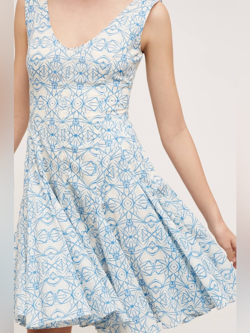 HD in Paris Anthropologie South Island Dress In Blue Motif Women’s 4 Summer